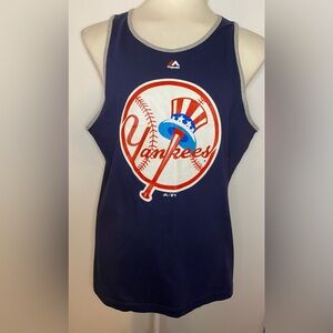 Majestic men’s 100% cotton tank top yankees New York baseball navy grey XL